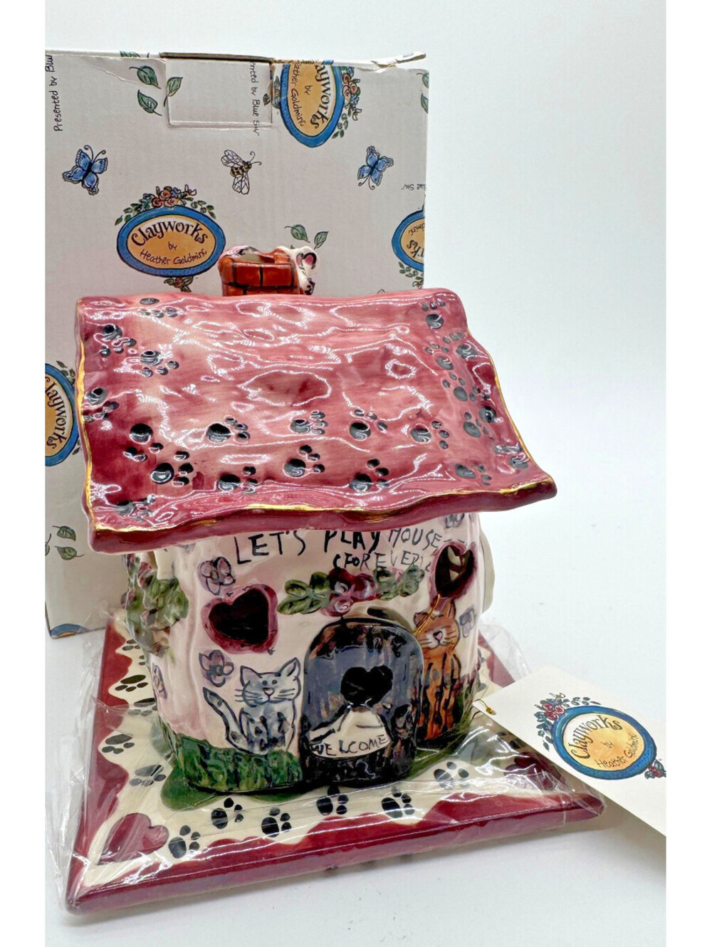 2001 Blue Sky Clayworks Heather Goldminc Let's Play House Forever Cat House